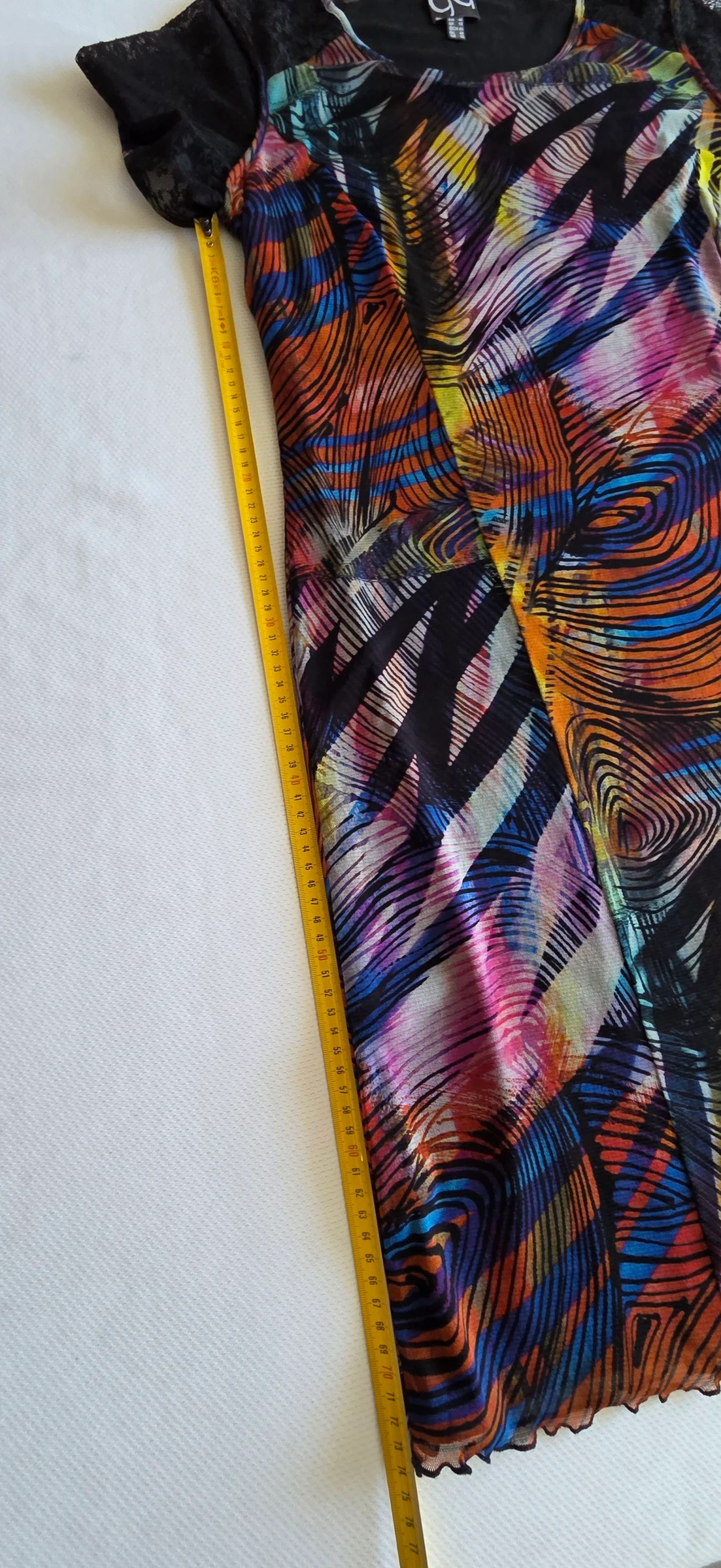 Meerkleurige tule jurk met voering Guy Dubouis 44 46 korte grafische jurk – photo 13
